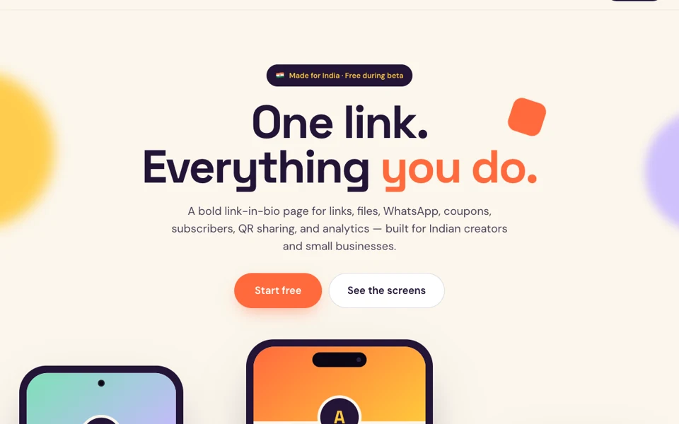 Big Helpers Links product homepage screenshot