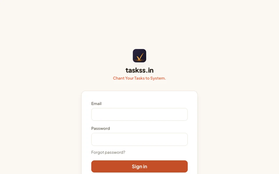 taskss.in product login and brand screenshot